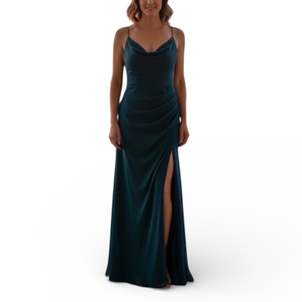 Azazie Floor Length Gown - Teal - Size 6